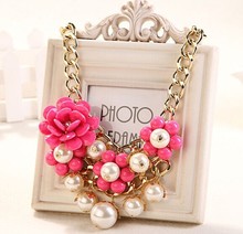 Shourouk pearl flower big chunky chain necklace women hot gorgeous fashion jewelry maxi colar max colares