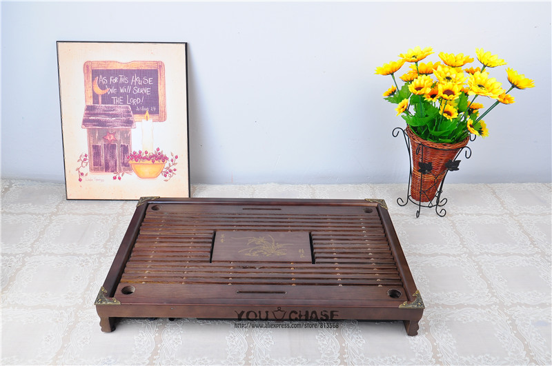 43cm 28cm 5 5cm brown solid wooden tea tray 2014 Chinese exquisite household tea board tableware