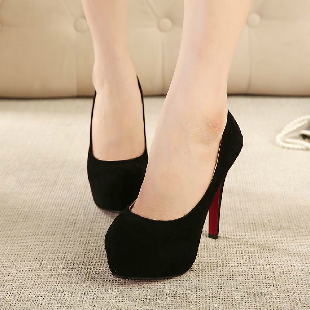 2014 New Sexy Red Bottom High Heels Platforms Women Pumps Slip On Round Toe Shoes Woman