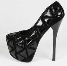 2014 New Sexy Thin Red Bottom High Heels Platform Round Toe Spool Heels Slip On Women