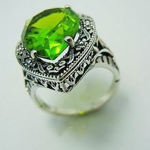 Custom processing wholesale and retail exquisite olive stone carving ancient silver ring