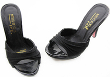 2014 New Pleated Women Slides Pumps Red Bottom High Heels Peep Toe Sandals Slippers White Black