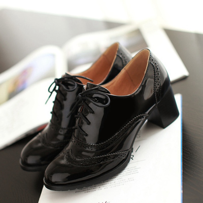 Patent leather oxford shoes women 2014 spring autumn big size 5 9 5 adhesive deep mouth