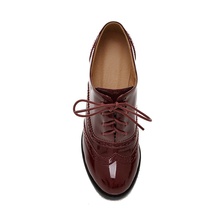 Patent leather oxford shoes women 2014 spring autumn big size 5 9 5 adhesive deep mouth
