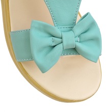 SIMPOK 2014 Size4 12 Summer Women Fashion Flat Sandals PU Bowtie Sweet Casual Buckle Up Solid