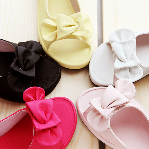SIMPOK 2014 Size4 12 Summer Women Fashion Flat Sandals Peep Toe Solid Color Bowtie Soft Leather