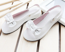 SIMPOK 2014 Size4 12 Summer Women Fashion Flat Sandals Peep Toe Solid Color Bowtie Soft Leather