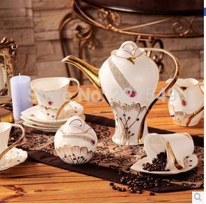 European style luxury colour coffee set 15 set auger head designer suits wedding gift gift ceramics