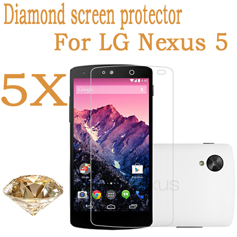 5X Original Mobile Phone Diamond LCD Screen Protector Film Guard For LG Nexus 5 Google Nexus