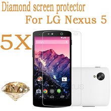 5X Original Mobile Phone Diamond LCD Screen Protector Film Guard For LG Nexus 5 (Google Nexus 5) protective film