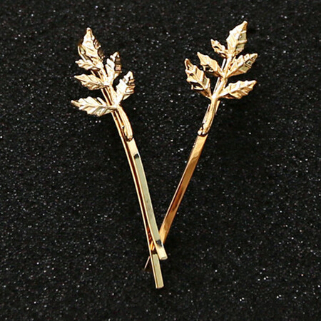 New arrival 2014 hair jewelry gold alloy leaf hairpins women girls barrette wedding hair accessories