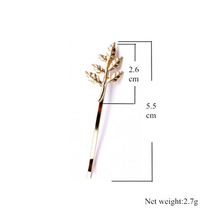 New arrival 2014 hair jewelry gold alloy leaf hairpins women girls barrette wedding hair accessories