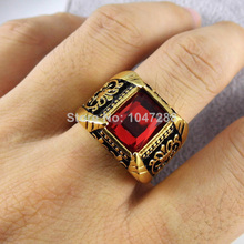 2014 New 18K Gold Stainless Steel Antique Ring Austrian Crytal Jewelry Fashion Men s Ring