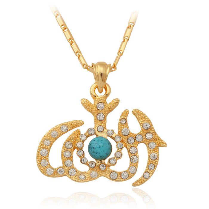 Allah-Pendants-Items-Women-Men-Jewelry-18K-Real-Gold-Plated-Turquoise ...