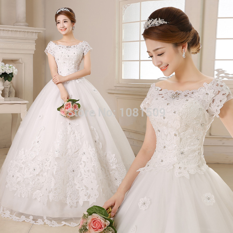 Upgrade princess sweet bandage hot sale flowers decoration bride wedding dress Freeshipping