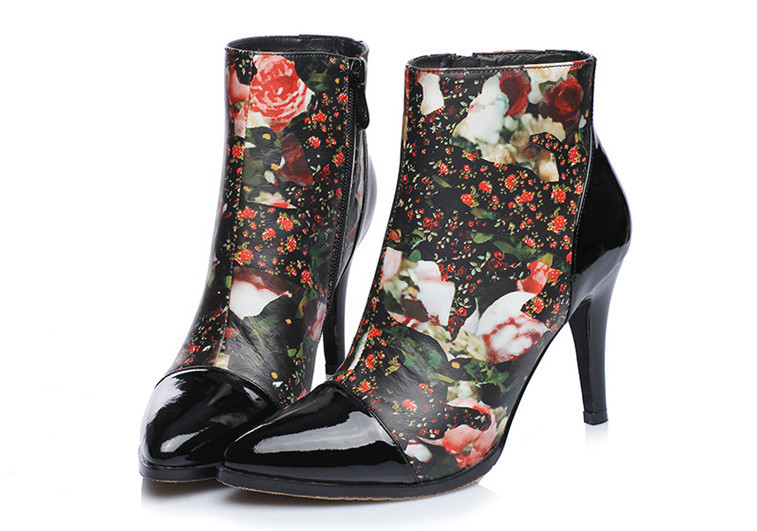  2014 new arrive autumn winter fashion women vintage martin boots 9 5cm Genuine leather floral