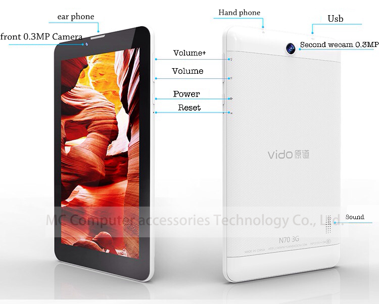 Vido N70 3G 7 inch tablet pc MTK8312 Dual Core 1 3GHz IPS screen Android4 2