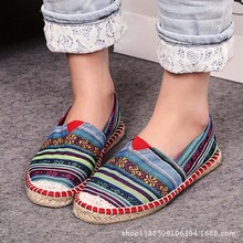 Free shipping 2014 new fashion breathable shoes lazy shoes female version Ethnic hand woven linen shoes