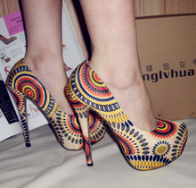 women’s high-heeled shoes fashion thin heels . pattern fabric .pumps sex women shoes high heels big yards 35-45