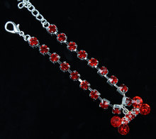 Dog Jewelry Red Rhinestones Diamante Crystal Pet Collar Necklace With Bone Charm