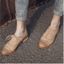 Ladies platform shoe genuine leather vintage British Oxford shoes for women Brogues casual sapato single woman brand flat