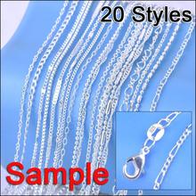 Jewelry Sample Order 20Pcs Mix 20 Styles 18″ Genuine 925 Sterling Silver Link Necklace Set Chains+Lobster Clasps 925 Tag
