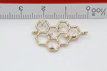 Hot Sale Wholesale 100pcs/lot 25×14.4mm, Bee-hive, Honey comb, Gold plated brass charm pendant Free Shipping
