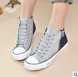 Free shipping 2015 New Hot sale Han edition antiskid zipper shoes fashion female canvas shoes Cheap