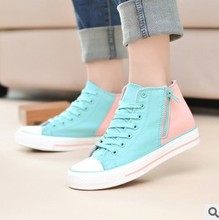 Free shipping 2015 New Hot sale Han edition antiskid zipper shoes fashion female canvas shoes Cheap