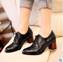 New spring carved ladies platform british Oxford shoes for women cut outs female high heel pumps