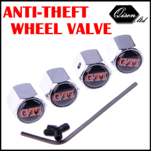 GTI Anti theft Stainless Steel Silver Car Wheel Valve Caps Tyre Stem Air Caps for VW Golf 6 Jetta MK5 MK6 POLO 4 PCS #SO149