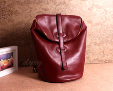 In the summer of 2014 the new leisure backpack leather bucket bag genuine leather bag women