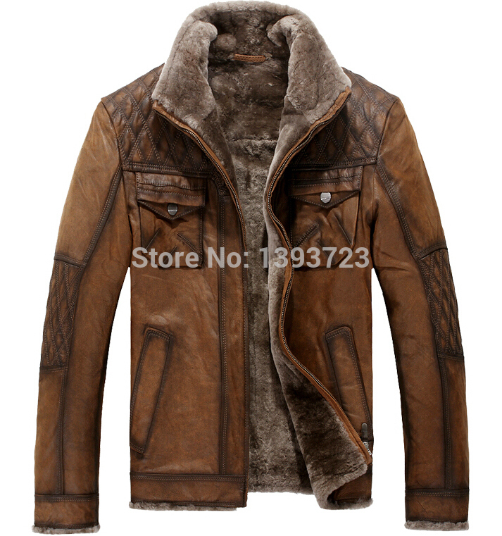 New 2014 One Piece Fur Coat Male Fur Lined Leather Jacket Suede Coat New 2014 One Piece Fur Coat Male Fur Lined Leather Jacket Suede Coat