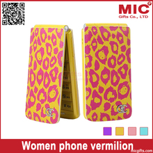 2014 Flip unlocked Dual SIM cards cartoon women flashlight flower girls lady cute cell mobile music phone vermilion P266