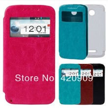 lenovo A390 A390T flip leather cellphone case lenovo A390 A390T pouch case Open-windows series Leather flip Cover for A390 A390T