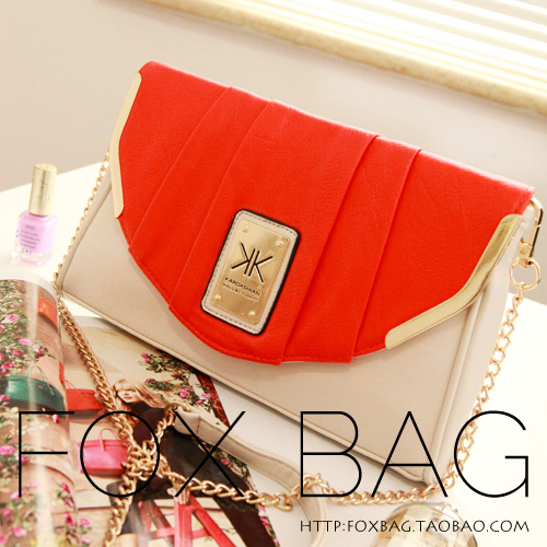 Kardashian Kollection KK women PU envelope day clutches evening bag fashion stitching color small bag