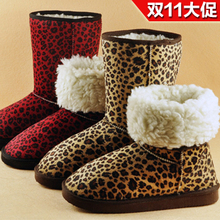 Wgg Leopard print snow boots fashion high-leg medium-leg boots boots snow boots female bota de chuva neve FREE SHIPPING