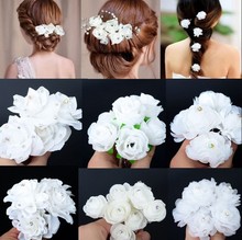 Wholesale 5Pcs NEW White HAIR FLOWER CLIP PIN FOR BRIDAL WEDDING PROM PARTY GIRL WOMEN