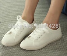 2014 NewSport shoes hot selling lacing white canvas casual cotton made shoes women s shoesFree Shipping