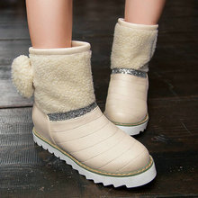 new 2015 women’s flat heel snow boots round toe winter ankle boots motorcycle winter snow shoes wedding girls size 34-39