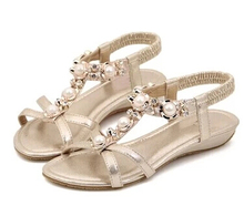 sandales sandalias Female flat sandals with rhinestone casual fashion slope with comfortable flat shoes in Rome