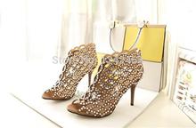 2014Europe and United States the new star Costly diamond scales hollow out decorative pattern a stiletto