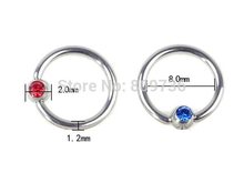 Wholesale 10pcs Mixed Color Crystal Stainless steel 17g Captive Bead Rings Nipple 10mm Piercing Body Jewelry