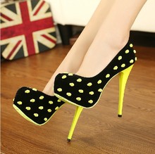 2014 New Sexy Red Bottom High Heels Platforms Skull Head Round Toe Women Pumps OL Shoes
