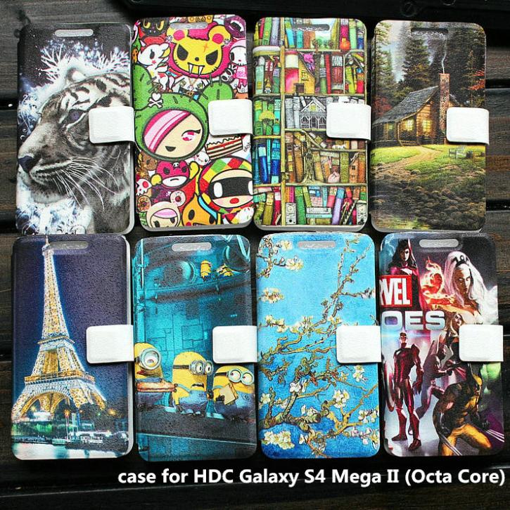 PU leather case for HDC Galaxy S4 Mega II Octa Core case cover have gifts