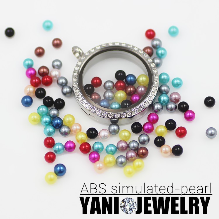 100pcs lot Free Shipping 3mm Colorful Charms Mix Round Pearl Beads Floating Charms For Glass Locket