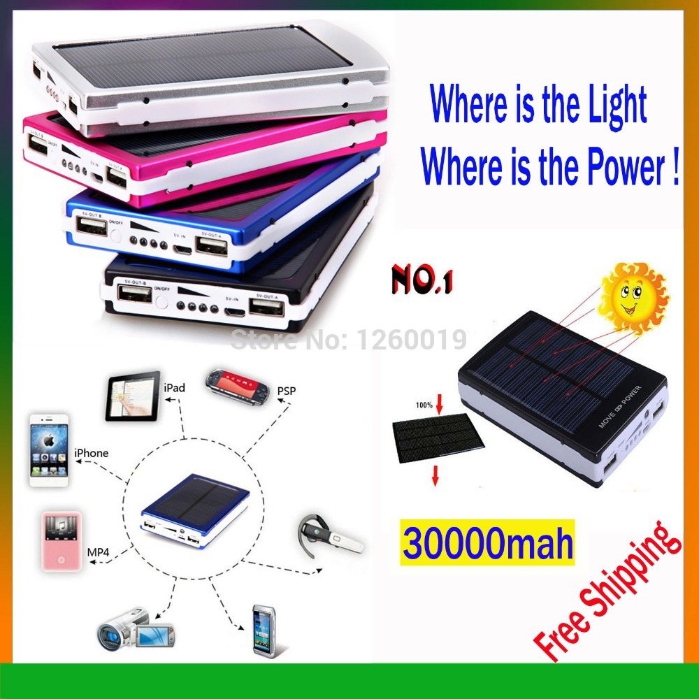 solar battery new solar power bank 30000mah portable battery middle east hot sale charging for all