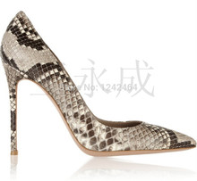 The new 2014 Leopard snake leather pointed shallow mouth with shoes European and American fashion high