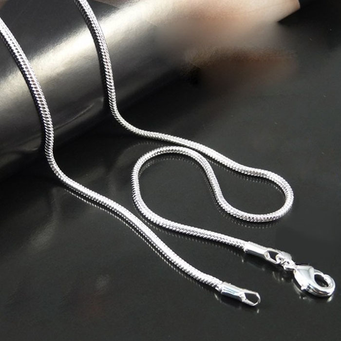 2015 Fashion Women Silver Smooth Snake Chain Necklace with Lobster Clasps Jewelry For Pendant 16inch to