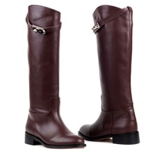 Free Shipping EMS 2014 autumn and winter fashion genuine leather brand women s flat boots zipper